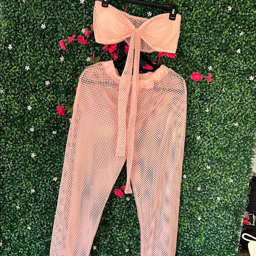 Peach Mesh Two-Piece Set